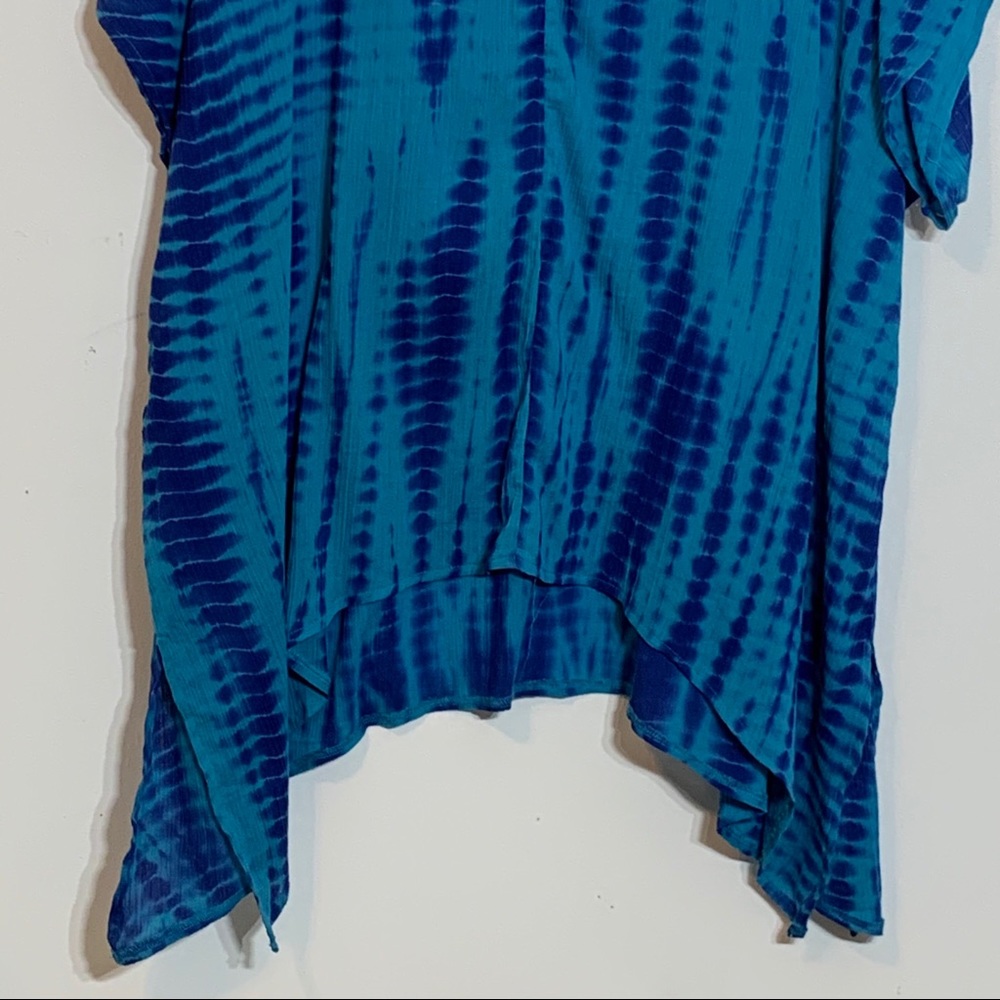 NWT Catherines Teal and Blue Tie Dye Beaded Blouse - Picture 6 of 8